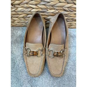 EUC GUCCI Suede bamboo horsebit driving loafer, tan, Sz 36 $1,050